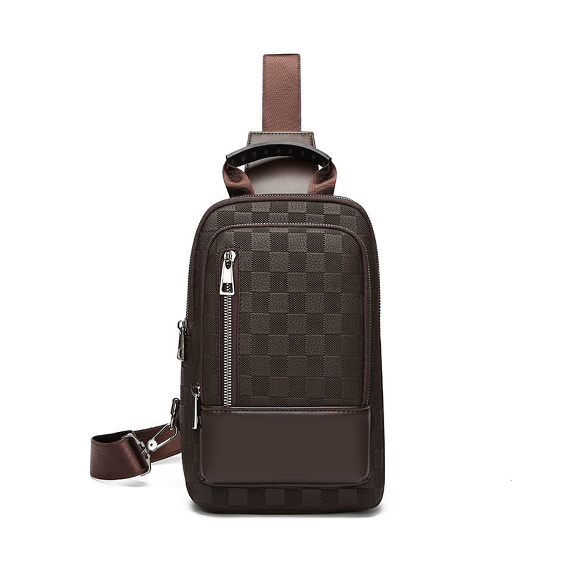 2026 Luxury Men's Fashion Chest Bag European And American Large Capacity Single Shoulder Crossbody Bag Versatile Chessboard Pattern Leisure Trave
