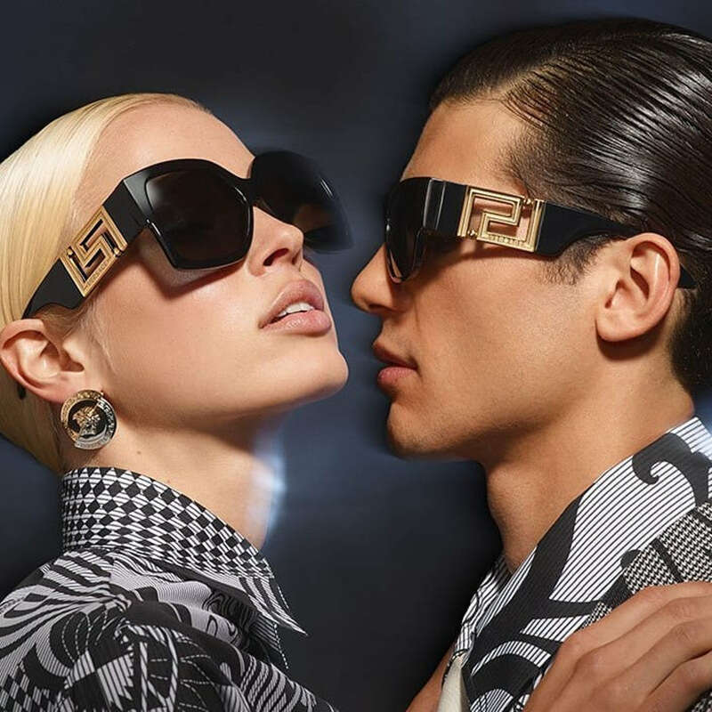 European and American Large Frame Hollow 2022 New Trendy Personality Square Catwalk Sunglasses Couple Ins Glasses
