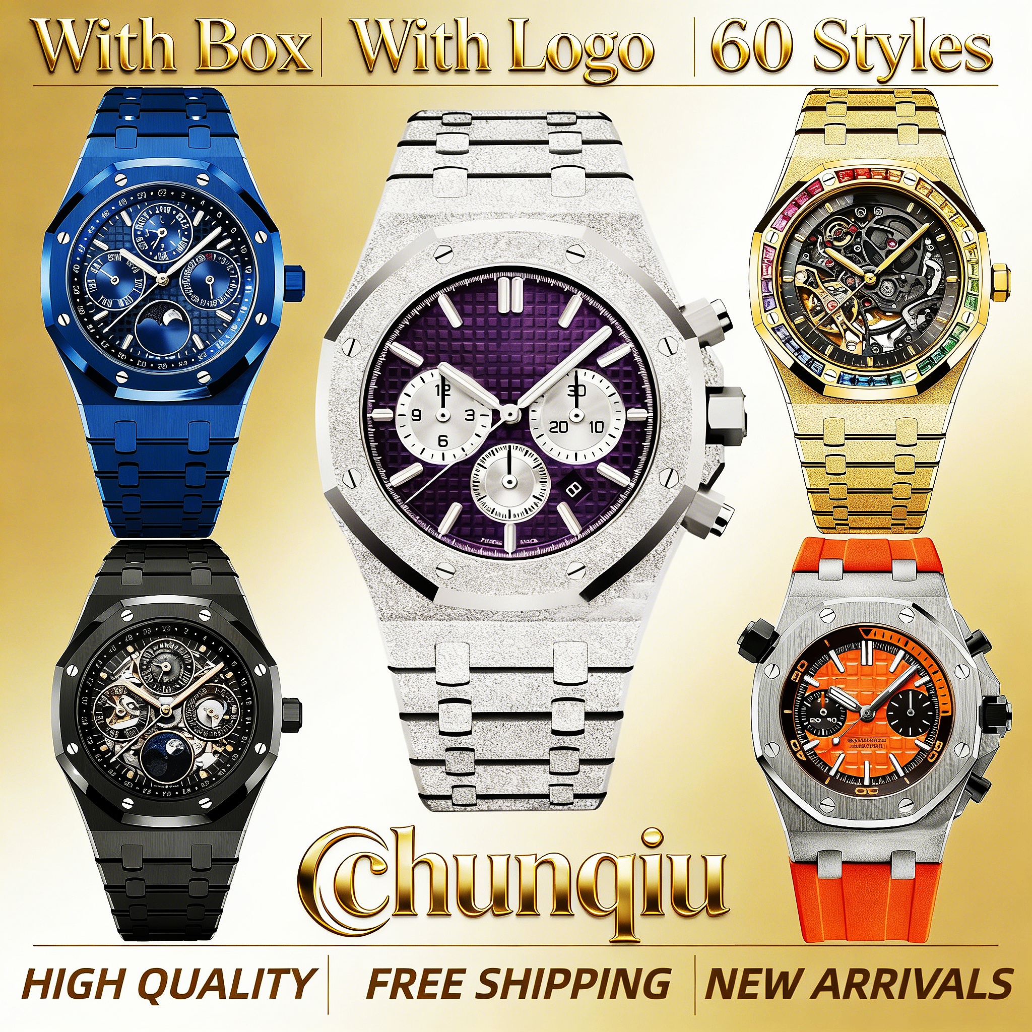 AAA Audemare Pidgeut Automatic Premium Skeleton Designer Watch Audemarely Watch Legendary Swiss Steel Timepiece Business Mens Watch Casual Womens Watch With Box