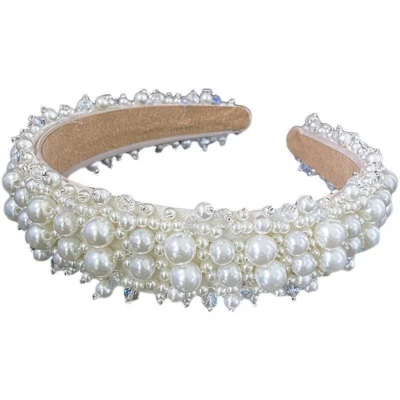 Silver Color Pearl Hairband Headband Tiara Women Korea Elegant Hair Hoop Ornament Bridal Wedding Hair Accessories Jewelry Band H260319