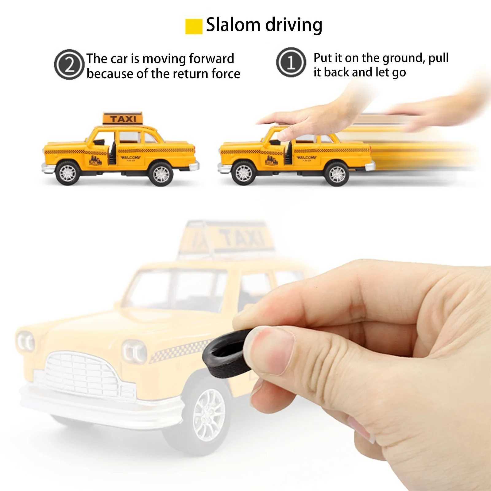 1/32 Diecast Retro Taxi Alloy Car Toy with Light Sound Collectible Mini Model Vehicle Gift for Boys Girls Kids Y260319