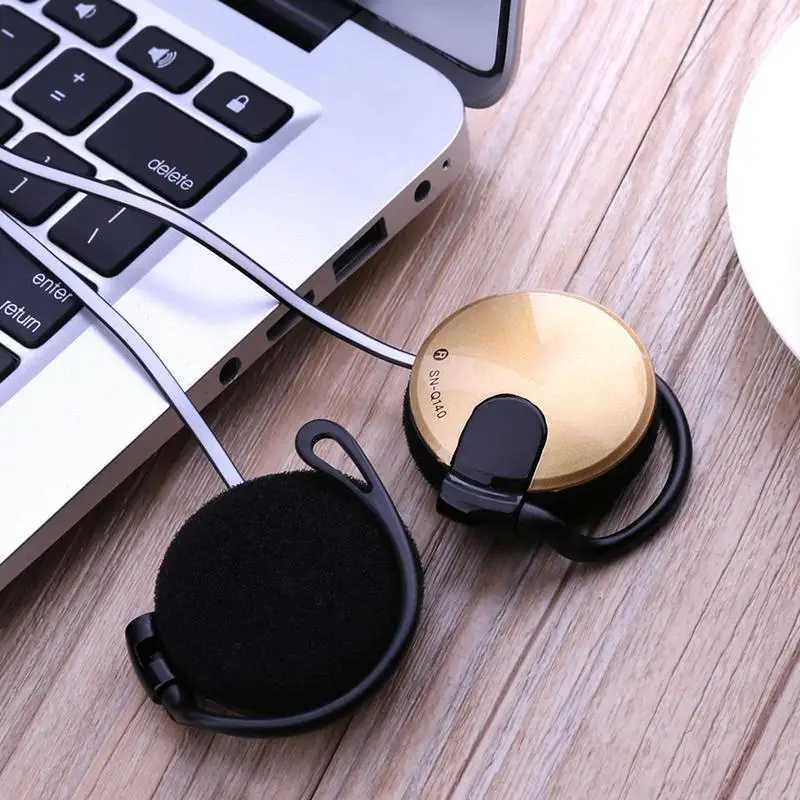 Clip On Earphones Wired Earphone Heavy Bass Universal 35mm Plug Wired Clip On Ear Sports Headphone Running Hiking Exercising D260319