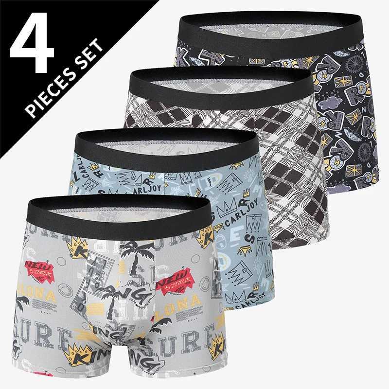 4 Pack Europe and America Size MENS Solid Color Sexy Boxer Underwear Antibacterial Breathable plus Size MENS Shorts Underwear D2603191