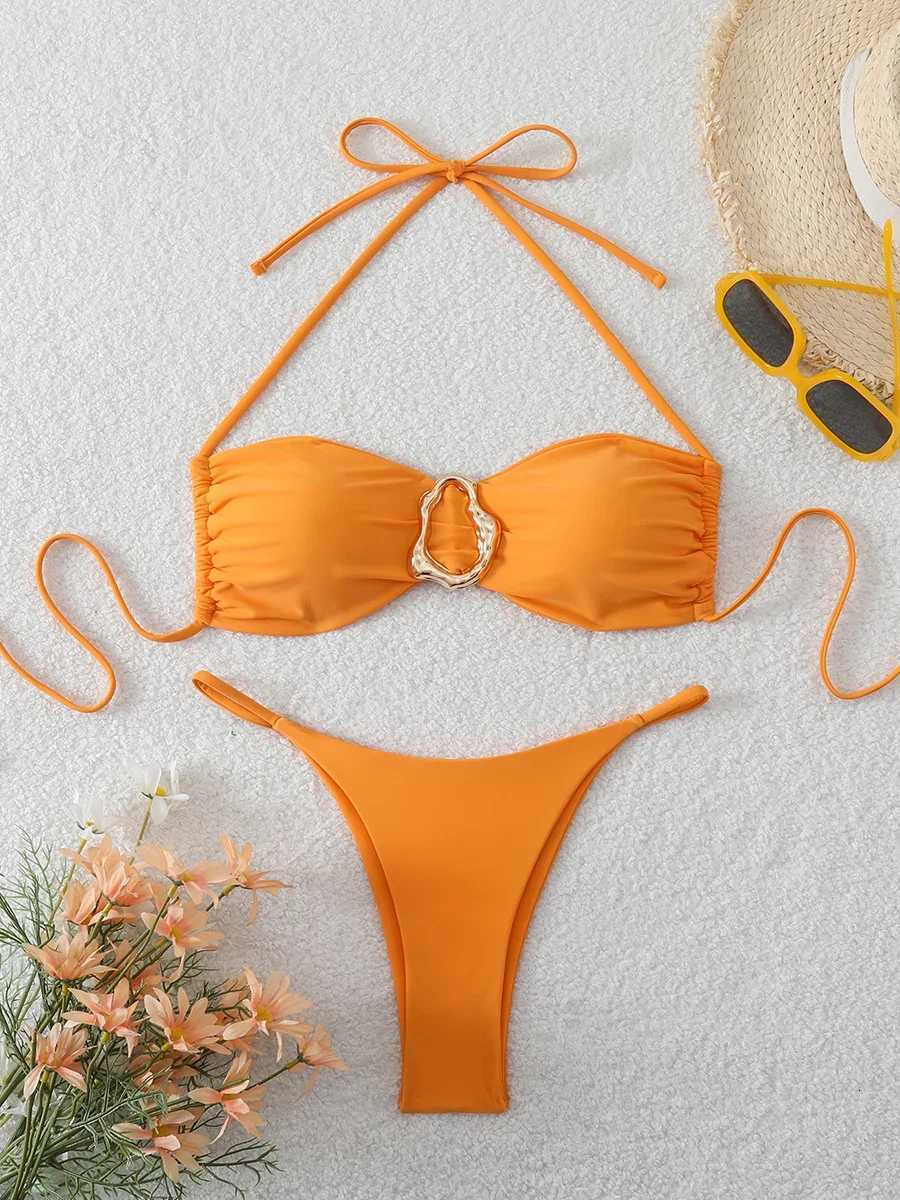 Sexy Bandeau Bikini Womens Swimsuit 2026 Two-piece Swimwear Thong Bikinis Set Female Bathing Suit Push Up Beach Swimming WearT260318