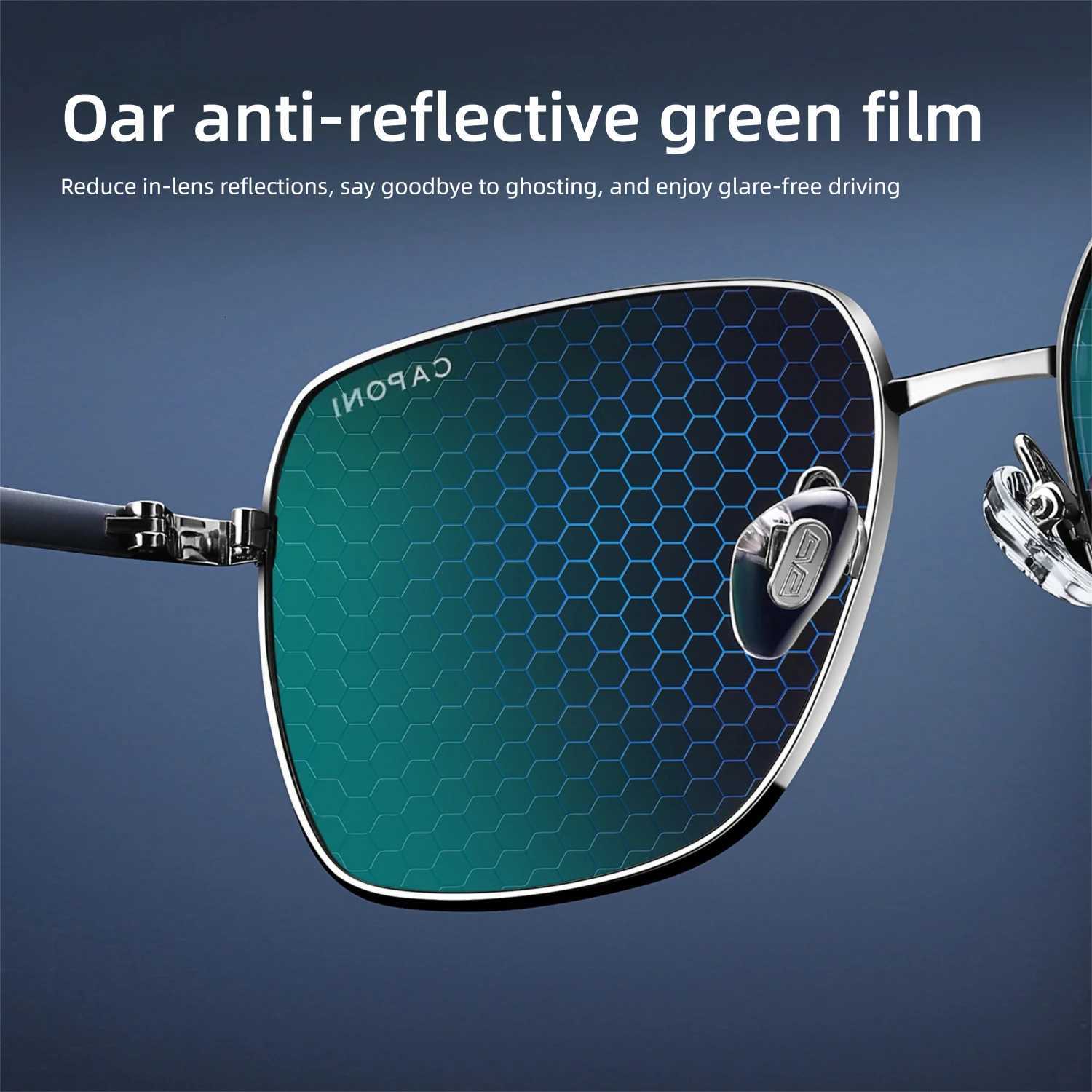 CAPONI Polarized Sun Glasses For Men Light Carbon Fiber Photochromic Black Shades Driving UV420 Oil-proof Lenses Eyewear BS34713 H260319 - view 5