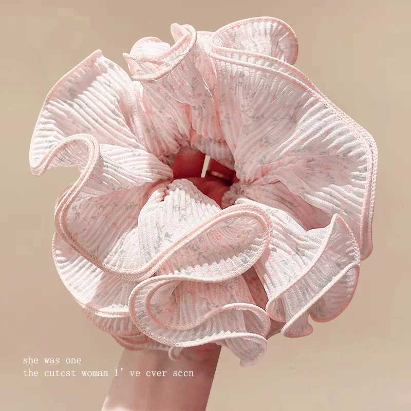 1pc sweet four-layer lace-trimmed floral large intestine hair tie flower bud bun ponytail hair rope elastic hair accessories H260319