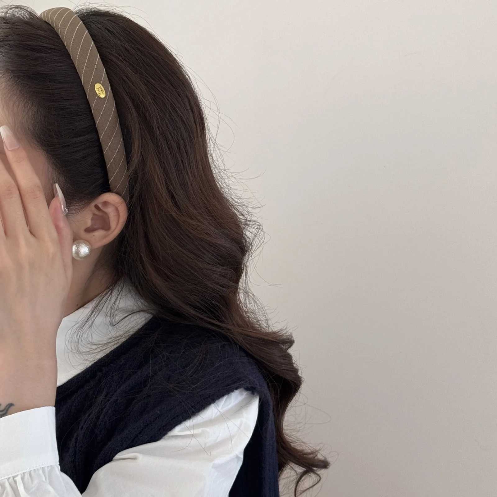 1PC Preppy Striped Headbands with Gold Accents 5-Pack School - Style Hairbands for Teens Cute Hair Accessories for Daily Wear H260319