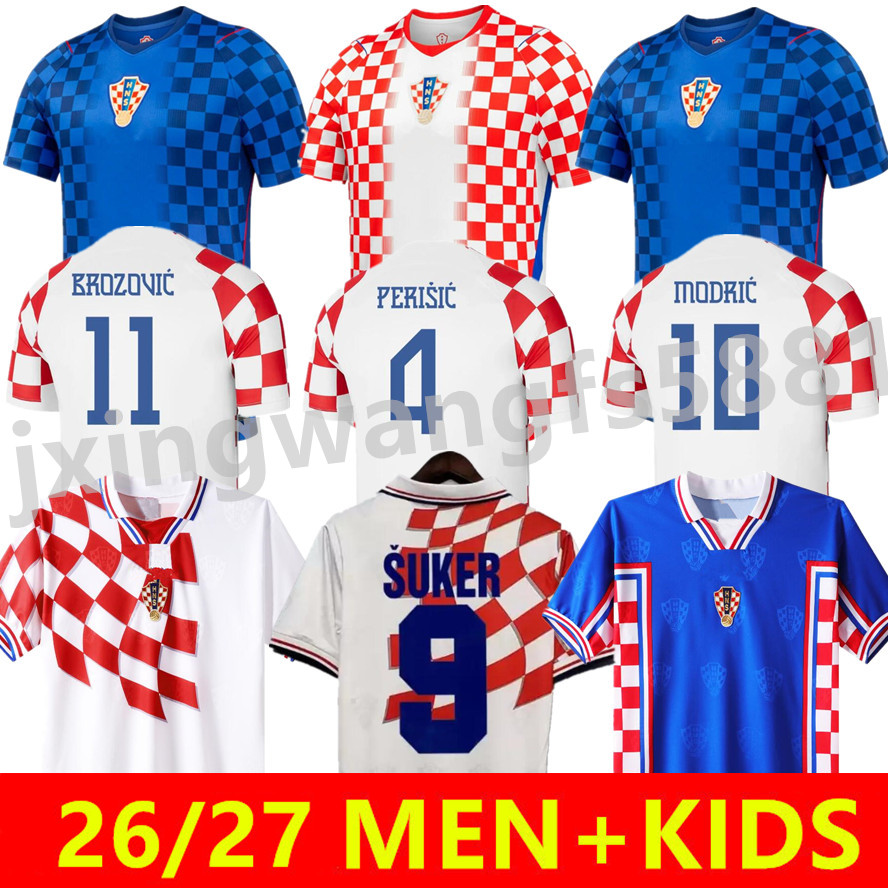2006 Modric Soccer Jerseys Croatia BROZOVIC FANS Player 26 27 PERISIC football Shirt SUKER Retro Boban Prosinecki 1998 Croatia Soccer jerseys vintage classic