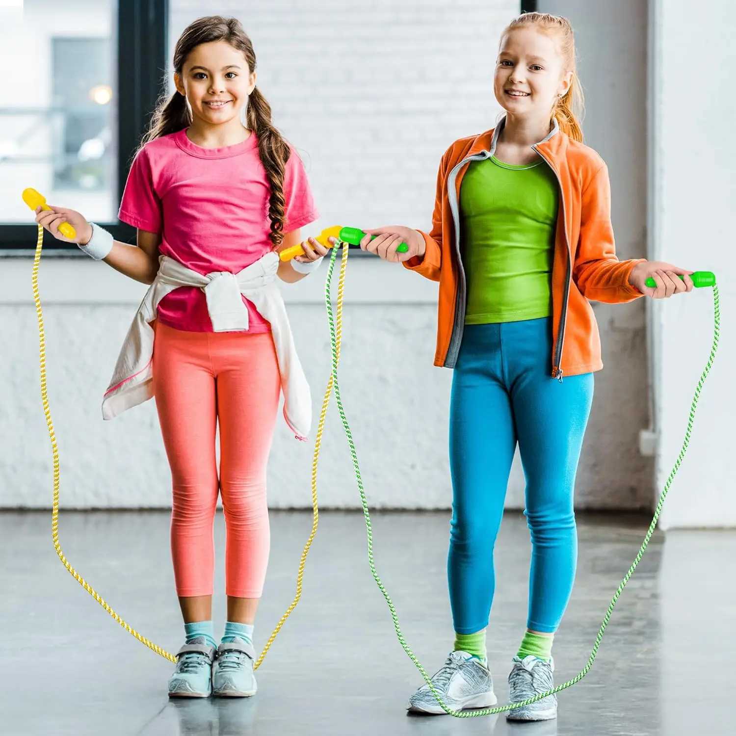 Colorful Adjustable Kids Jump Rope Set 778FT Nylon Skipping Ropes for Indoor Outdoor Play Fitness M260319