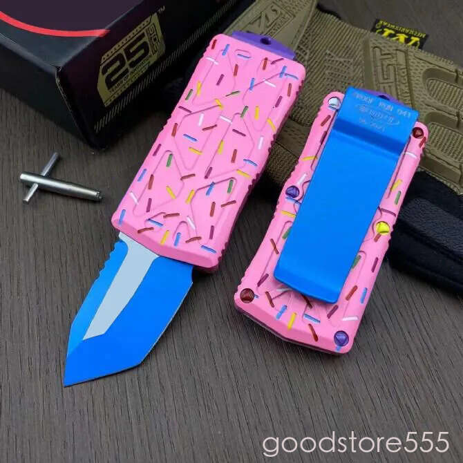 fixed blade knife 2Models Mini Donut Exocet Money Clip Fixed Blade Knife 1.96 pocket knife D2 Blade, couteau Aviation Aluminum Handles