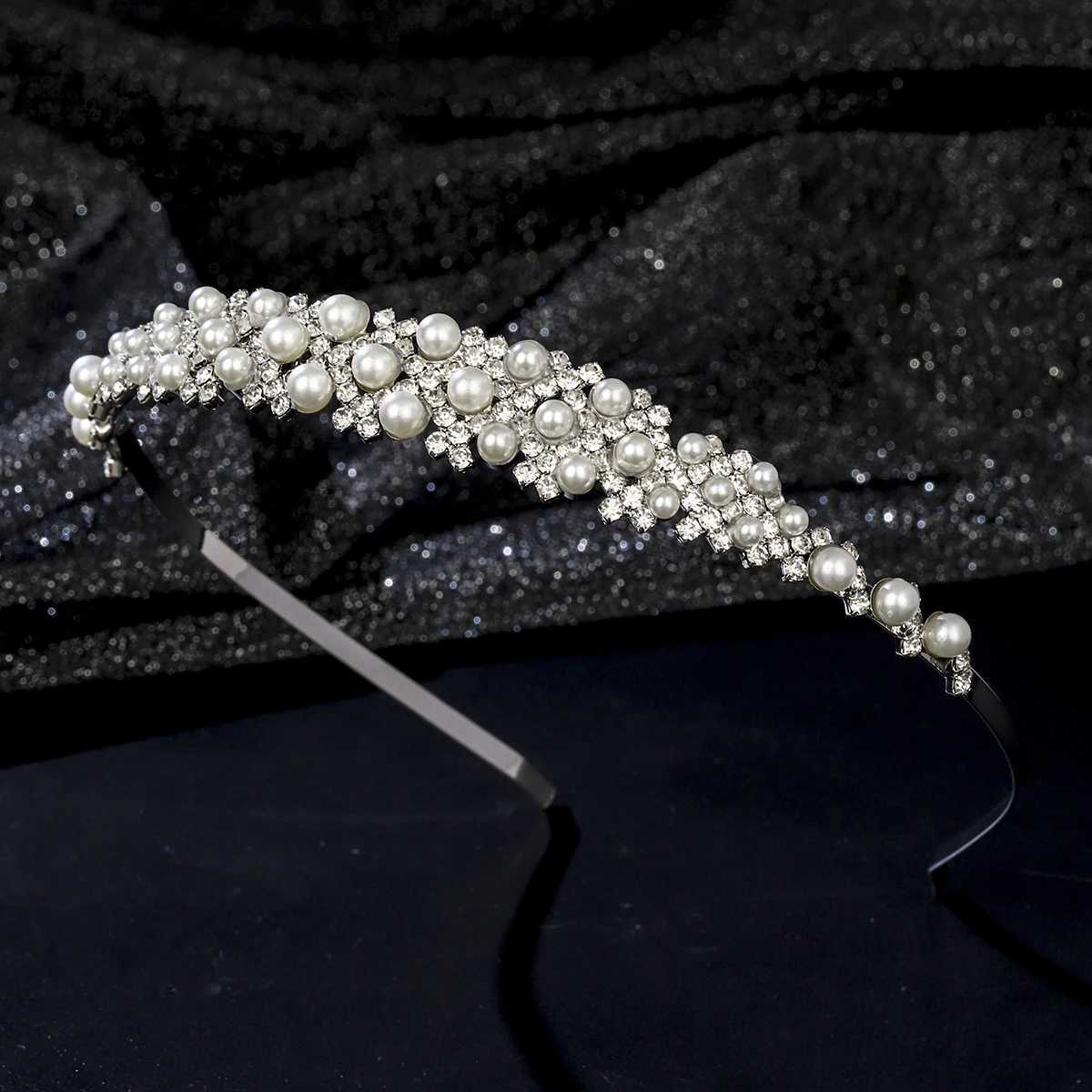 Silver Pearl Rhinestone Crown Fashionable Daily Hair Bands Party Birthday Classic Headdress Accessories Bridesmaid Gifts H260319