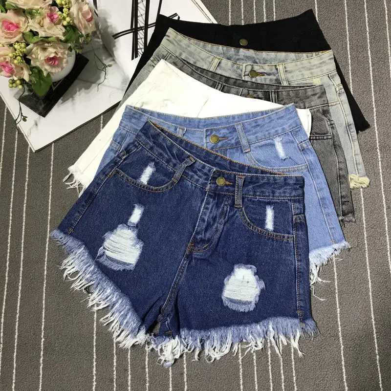Sexy Hollow Out Denim Shorts Fashion Women RETRO A-Line Loose High Waist Hot Y2K Short Pants Casual Streetwear Trousers M260319