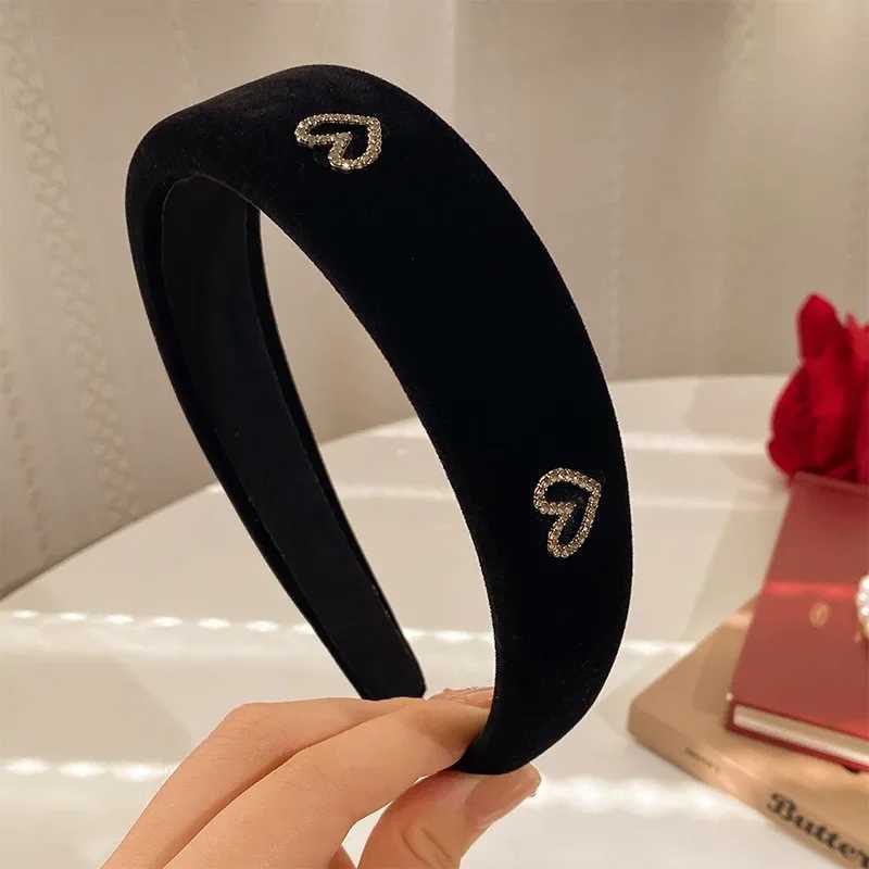 Retro Flocking Rhinestone Wine Red Black Velvet Headband Female Temperament Fashion Girl Headband H260319