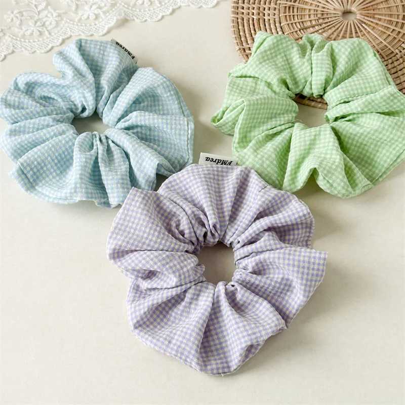 Preppy Style Plaid Scrunchie Women Girls Oversized Hair Rubber Bands XXL Crunchy Hair Ties Korean Fashion Big Scrunches H260319