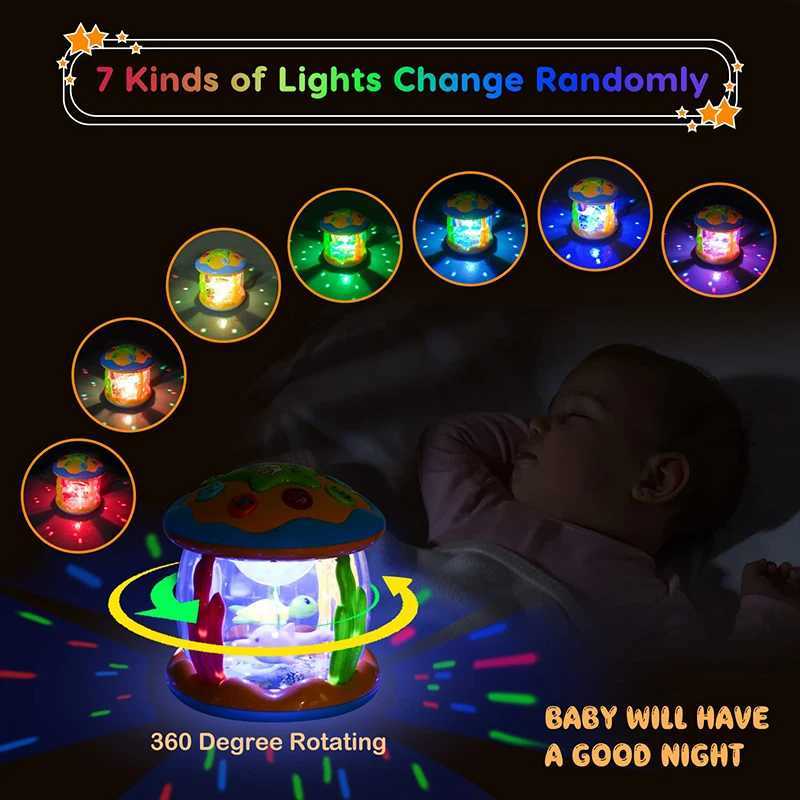 Baby 4 in 1 Tummy Time Crawling Toy Early Learning Sea Animals Sensory Toy Light Up Musical Projector for Infant Toddler Gifts Y260319