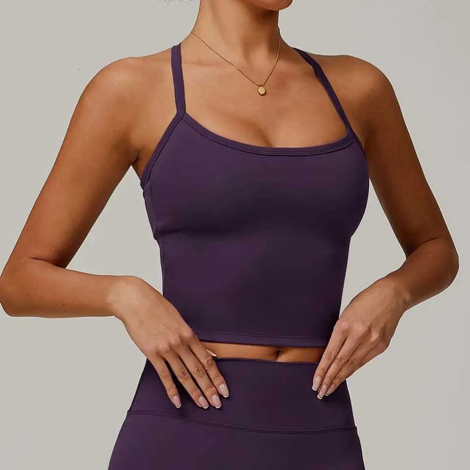 Womens Cross Back Push-Up Yoga Sports Bra Comfortable Gym Tank Top Workout Fitness Vest Naked Feeling Gym Bra Fitness Wear Z20260319