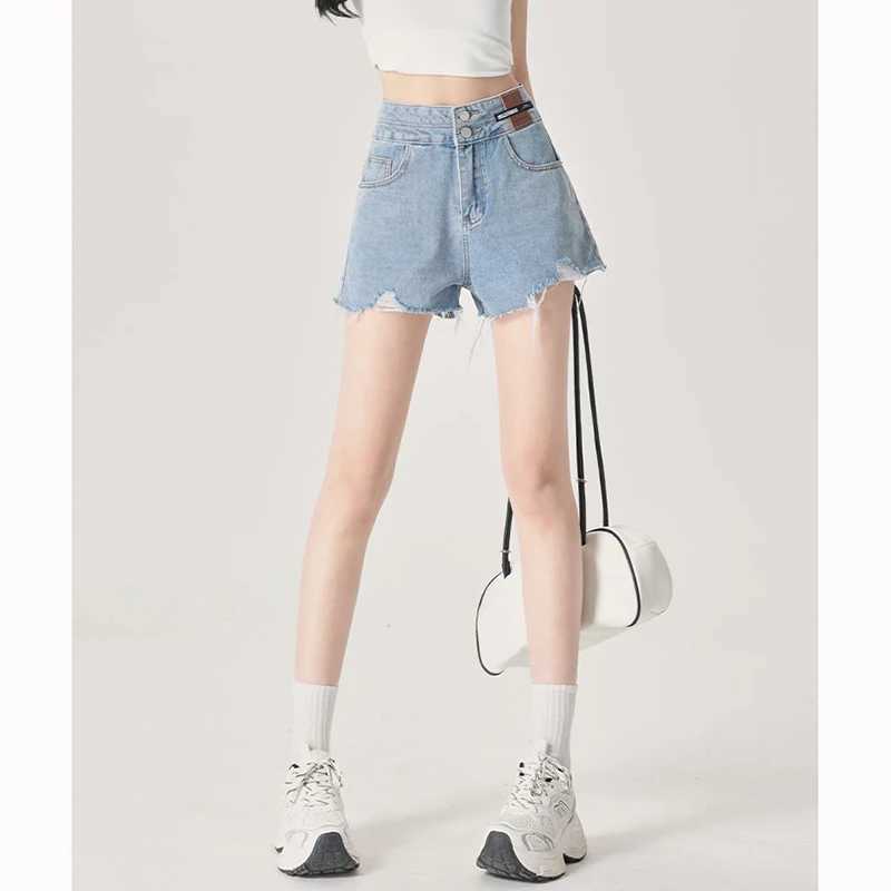 Summer Women Retro Fashion Casual Thin Jeans Female Chic Raw Edge High Waist Denim Shorts Lady Ins Baggy Short Pants M260319