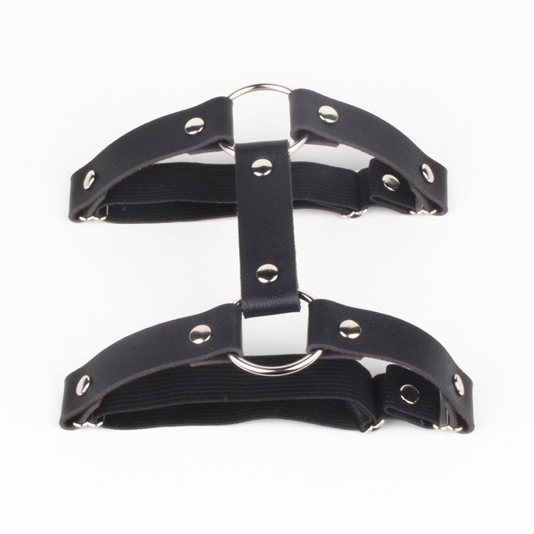 Anklets 5 PCS/LOT PU Leather Round Metal Ring Garter Belt with Punk-Style Leg Rings Leg Chains