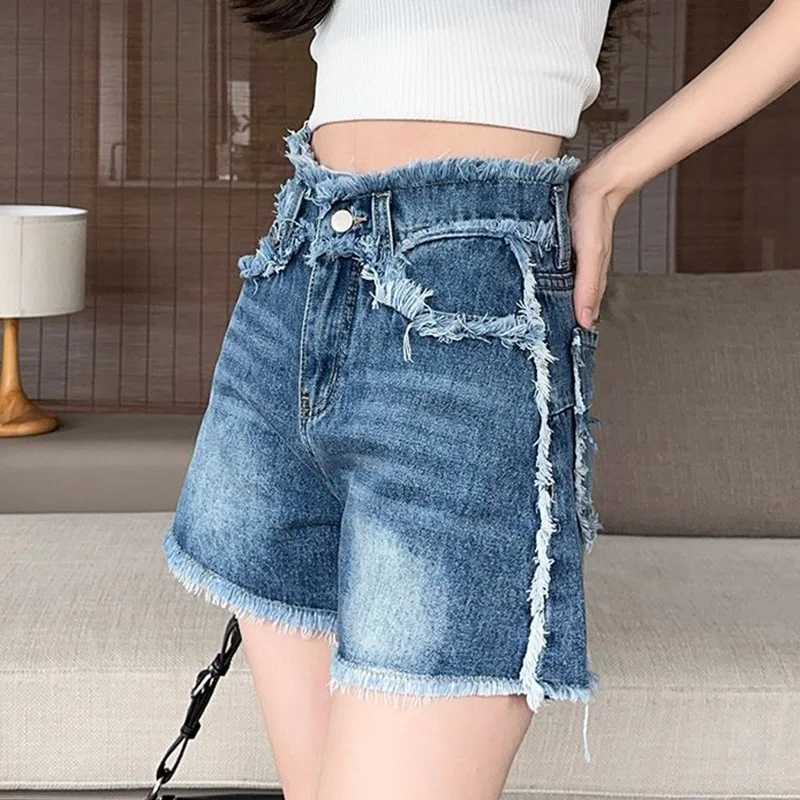 2025 Popular Women Casual Jeans Shorts Female New Cuffs Cutehigh Waisted Jeans Girls A-line Design Sense Baggy Hot Pants M260319