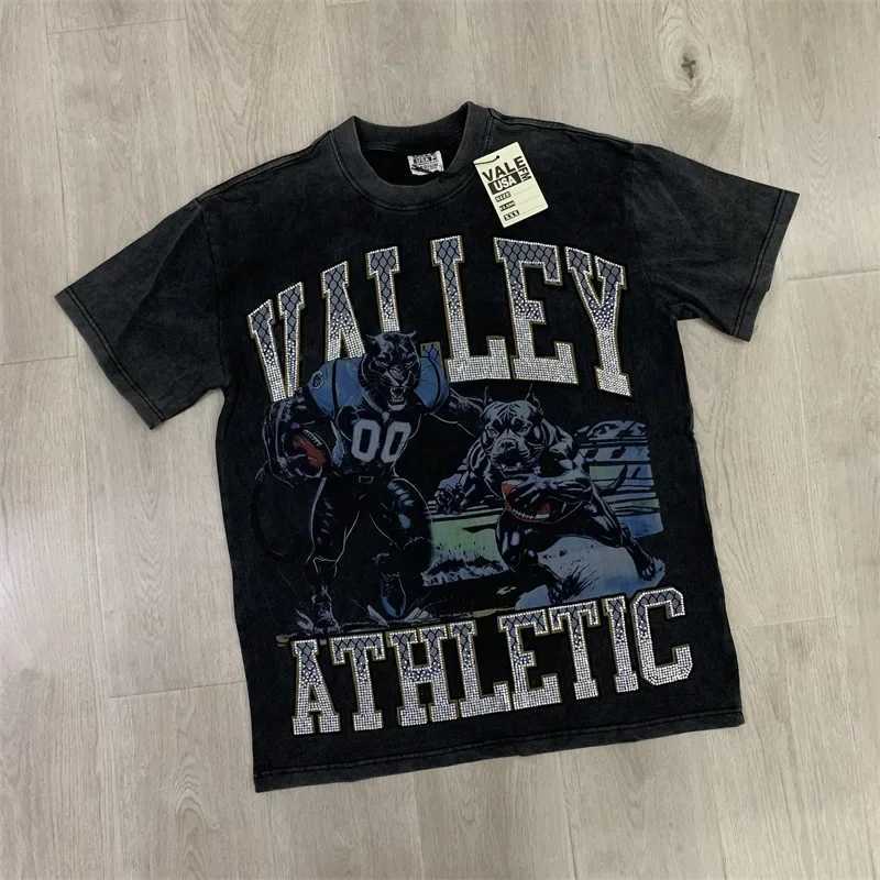 Vintage Hot Drill Letter Short Sleeve Pure Cotton Mens T-ShirtsMen Clothing X260316