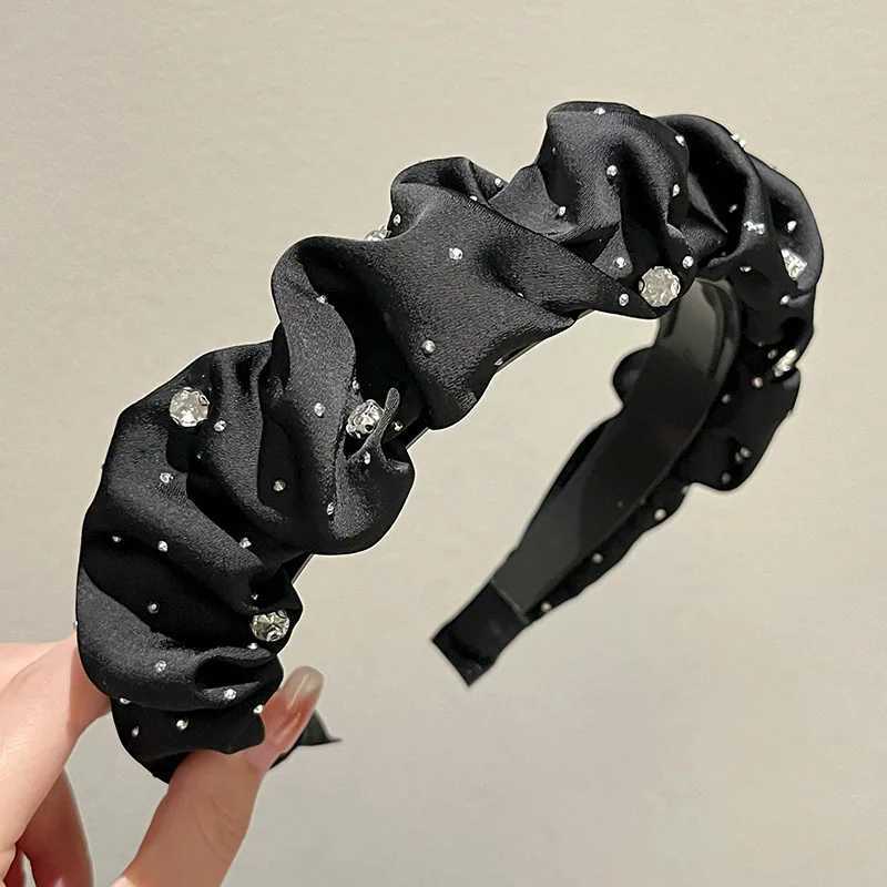 1/2PCS Starry Sky High Top Pleated Hair Hoop Female Temperament Water Rhinestone Head Hoop H260319