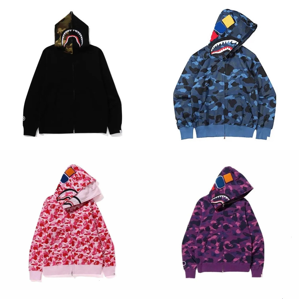Mens Womens Hoodies Designer Hoodie Men Women Shark Print Long Sleeve Zip Up Sweatshirt Casual Streetwear Fashion Clothing Daily OutfitU