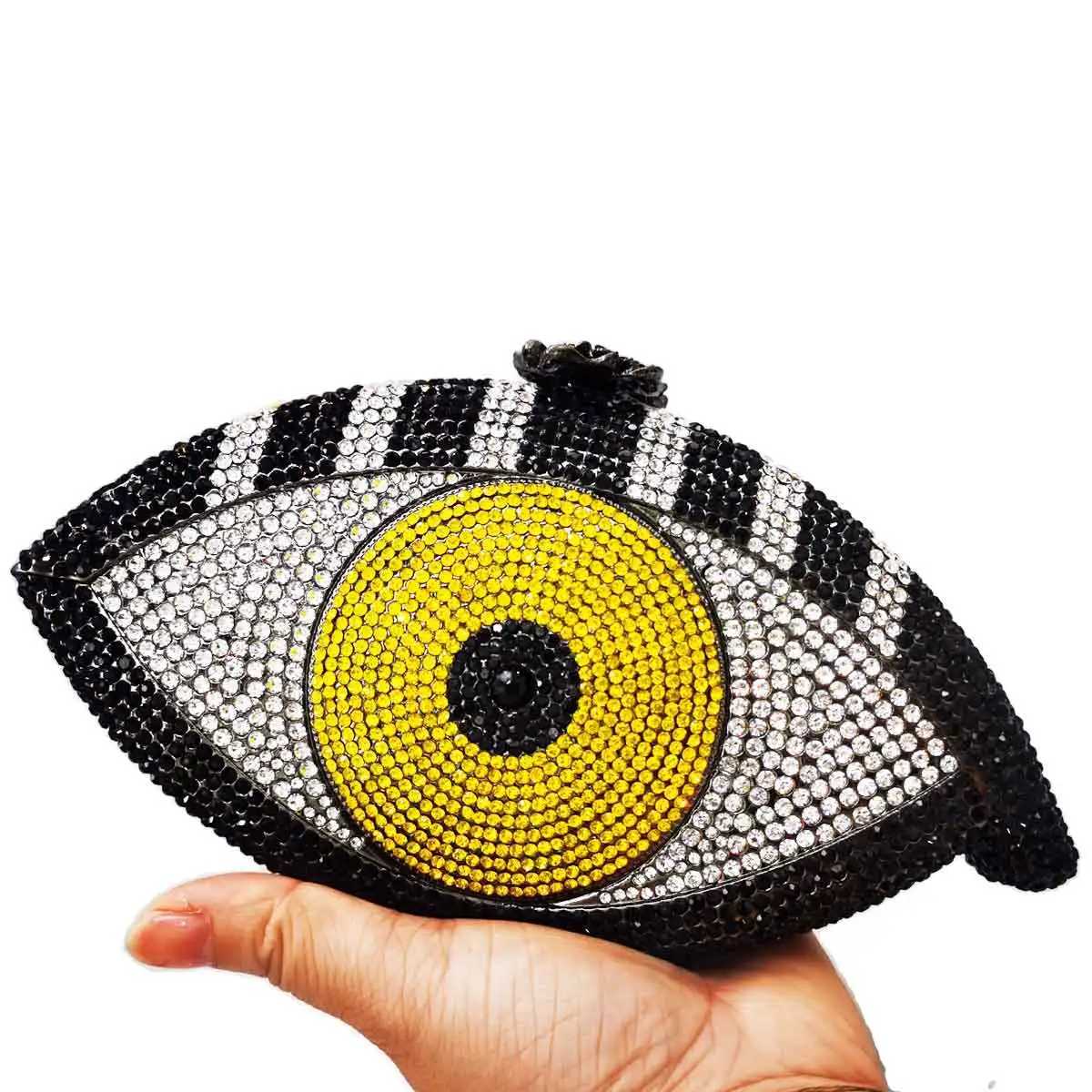 KHNMEET Evil eye bag Women clutch bag silver evening bag femme pochette bag luxury Crystal day Clutch bling party purse SC023 W260319 - view 5