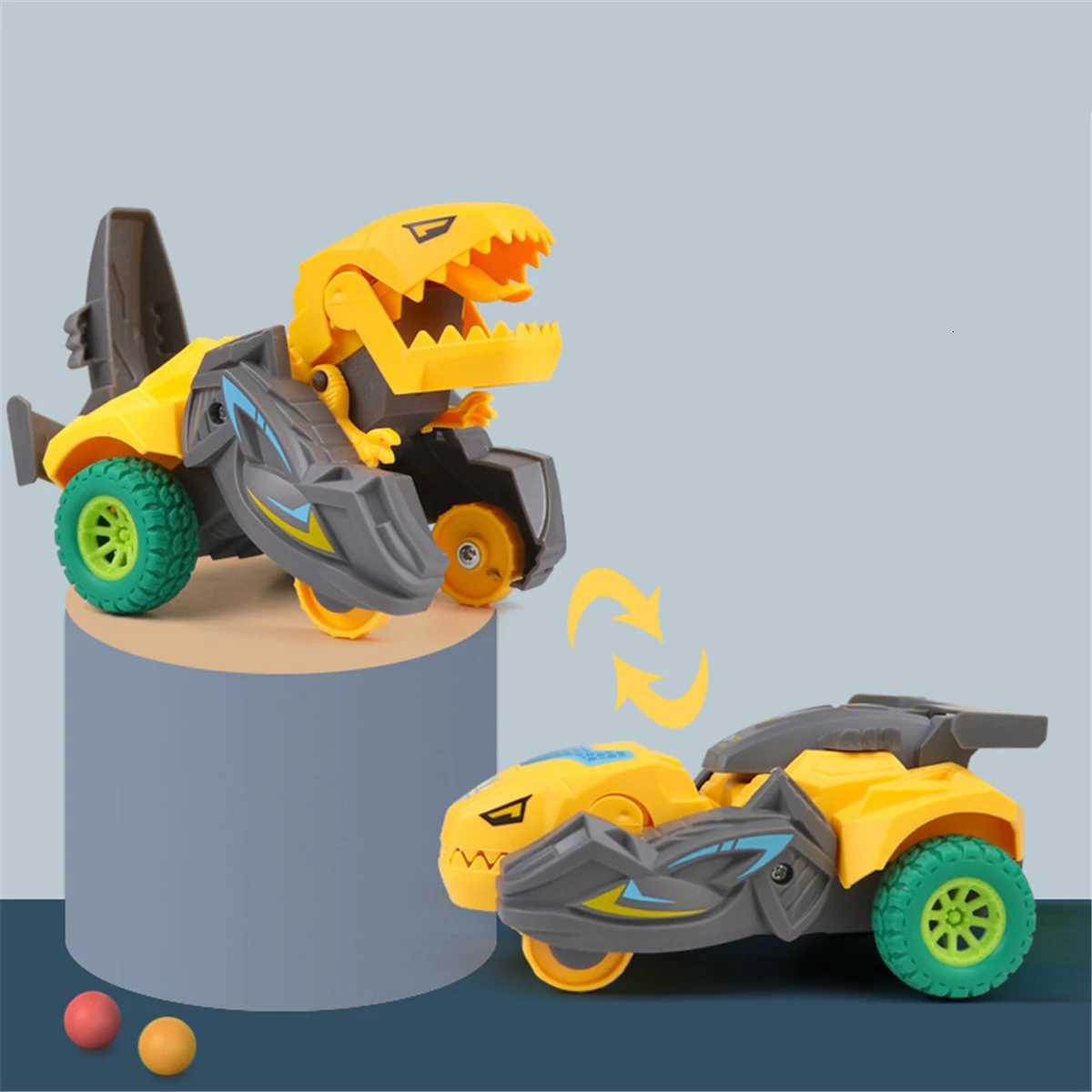 Dinosaur Car Deformation Car Toys Inertial Sliding One Step Action Collision Transform Mini Tyrannosaurus Rex Vehicles Toy Kids Y260319
