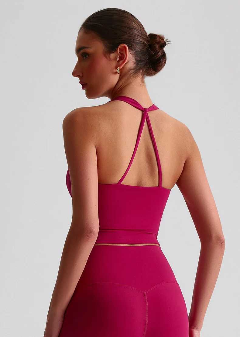 Solid Color Sports Tank Top Women Fitness Bra TightsCross Back Gym Clothe Underwear Yoga Vest High impact shockproof Chest Pad Z20260319