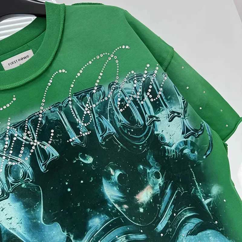 Casual FIRST ROW T-Shirts Washed Street Fashion American Style Hot Drill Letters Mens Womens High Quality Short Sleeves Tee X260316