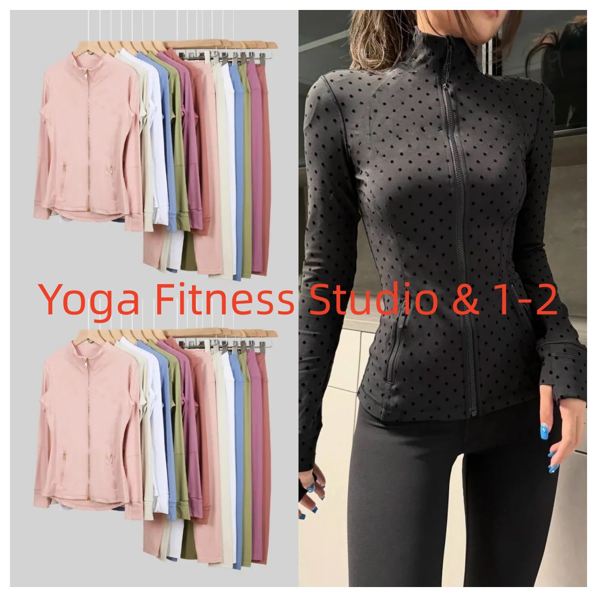 Women's Yoga Outfit short set version Black and Gold Jacket Nude Solid Color Long Sleeves Jacket Shaping Waist Fitness Sportswear