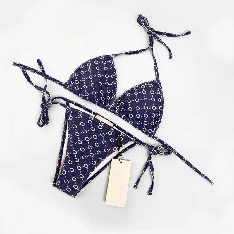 2025 New Womens Beach Swimsuit Fashion Printed Hanging Neck Strap Sexy Split BikiniT260318