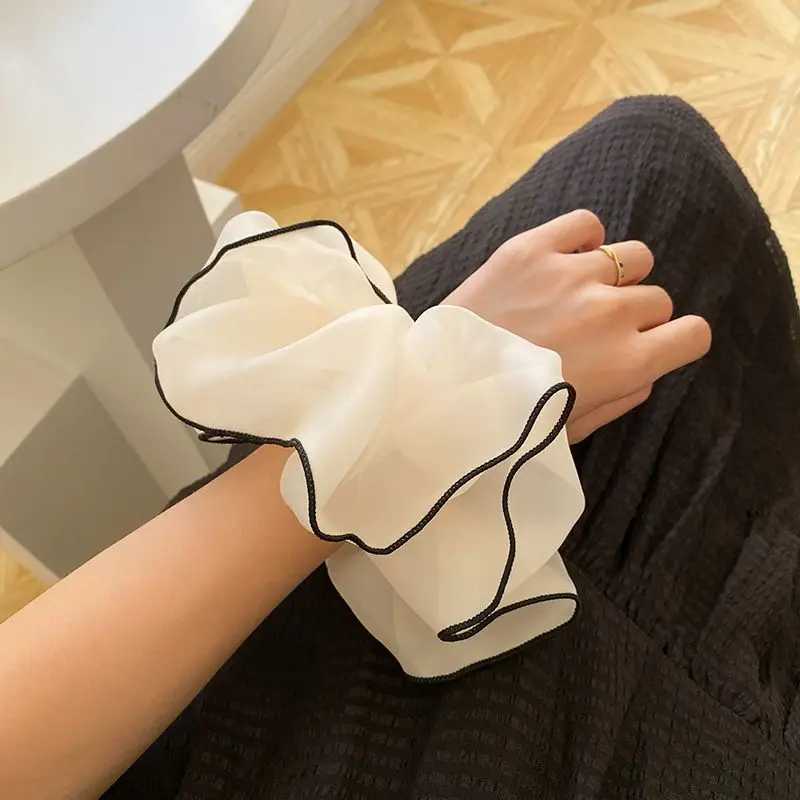 1pc Spring and summer oversized organza large intestine hair loop mesh temperament fat intestine loop lock edge headband flower H260319