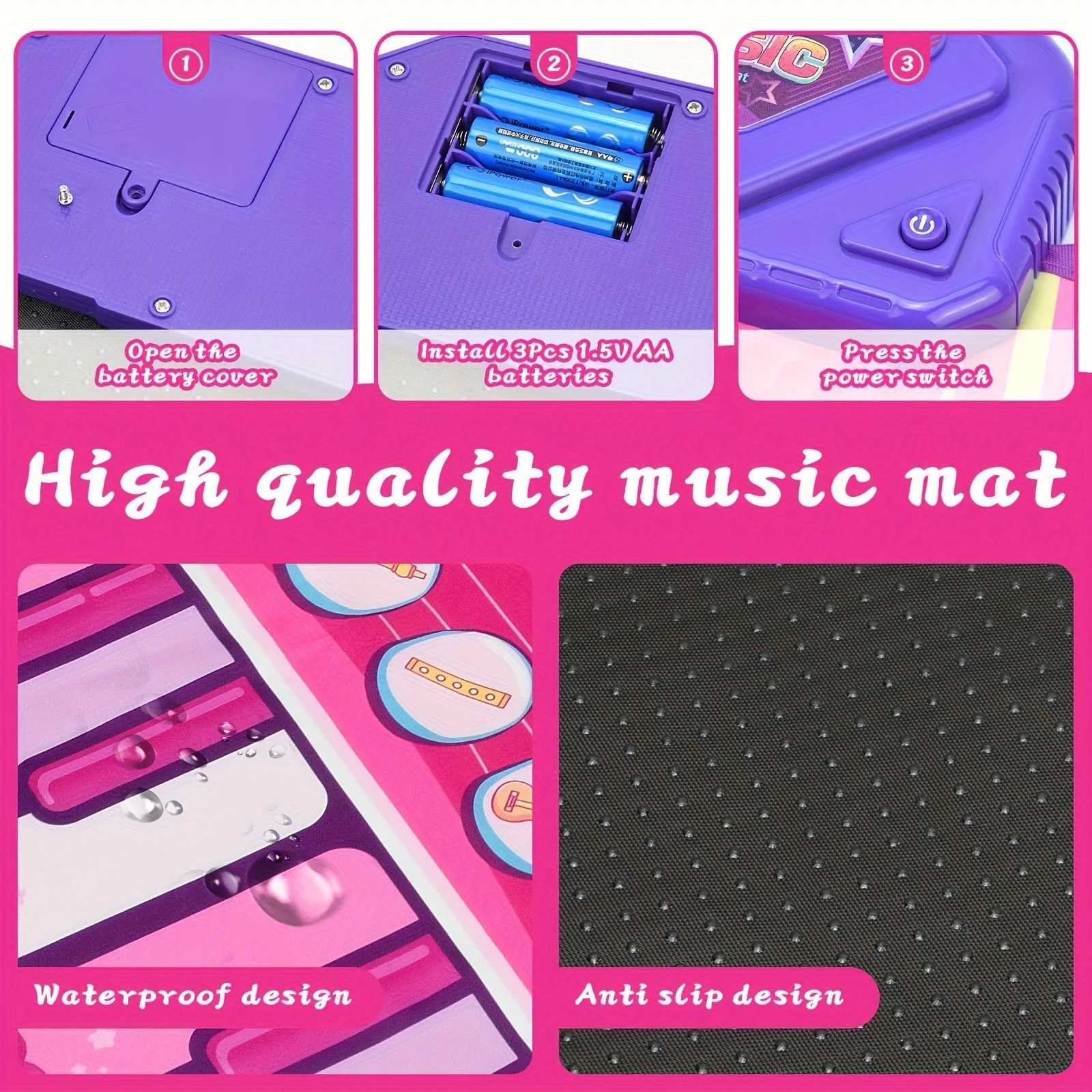 Musical Mat for Toddlers Musical Toys Child Floor Piano Keyboard and Drum Mat Carpet with 2 Sticks2 in 1 Music Playing Blanket Y260319