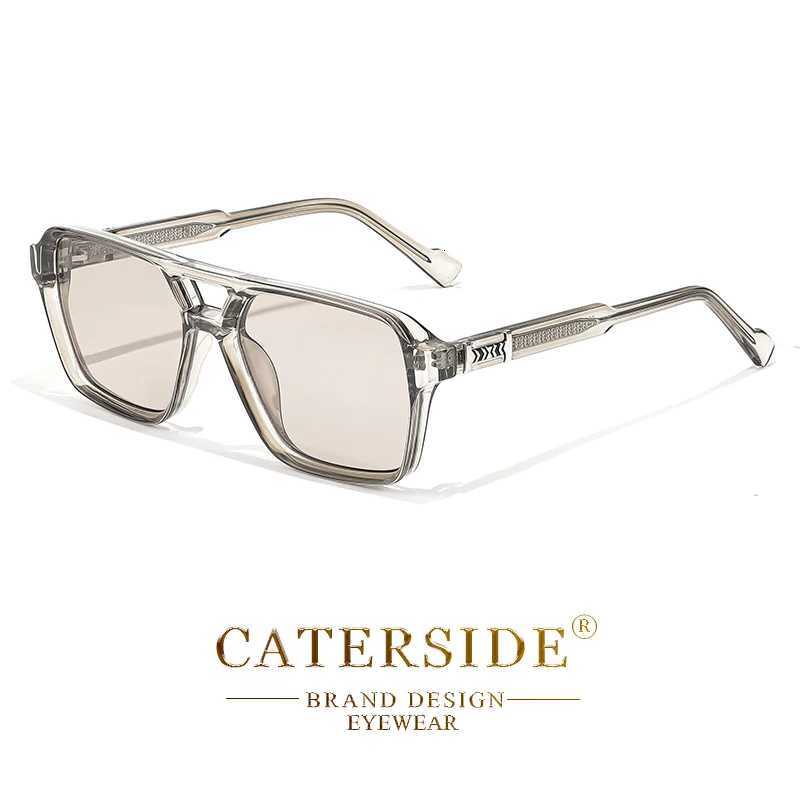 CATERSIDE Retro Square Sunglasses Men Punk Flat Top Double Bridge High Quality Sun Glasses for Women Party Festival Gifts H260319 - view 4