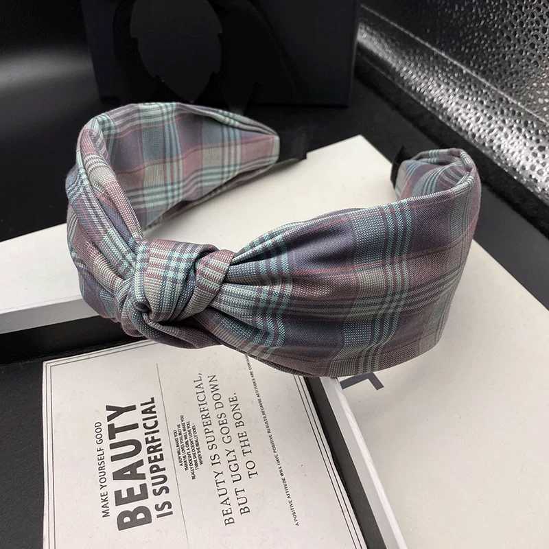 New hair clip womens colorful dyed checkered hair tie headband wide edge pressed hair wash headband H260319