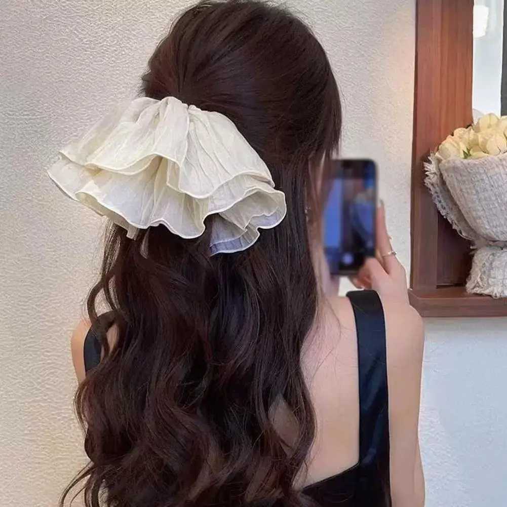 Retro Oversized Bow Hair Clip - Extra Wide Pleated Headband with High Stretch Colon-Style Hair Accessories for Women H260319
