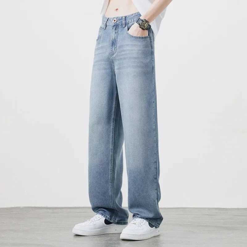 2025Spring Autumn New Men Straight Vintage Fit Jeans Casual Trousers Male Korean Fashion Baggy Wide Leg Denim Pants M260319