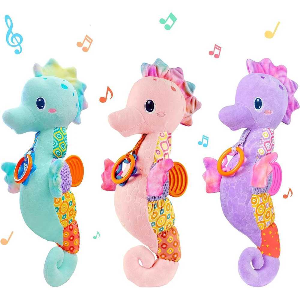 Baby Seahorse Musical Rattles Toys Infant Stuffed Animals Soft Toy with Bright Colors Crinkle Sound Paper Newborn Toys Gifts Y260319