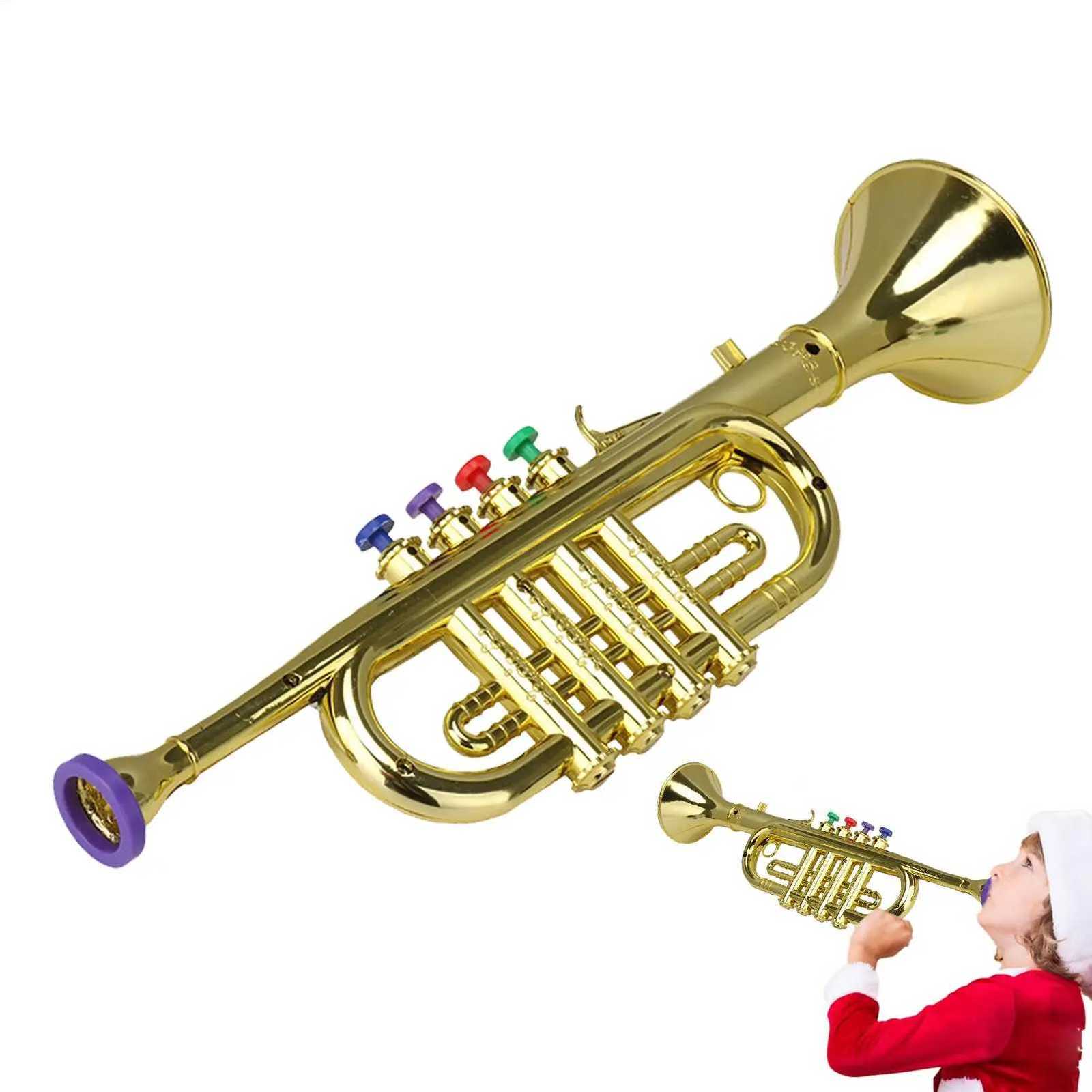 Kids Trumpet Childrens Preschool Music Inspire Toys Horn Musical Instrument with 4 Color Keys Fun Music Toy for Children Y260319