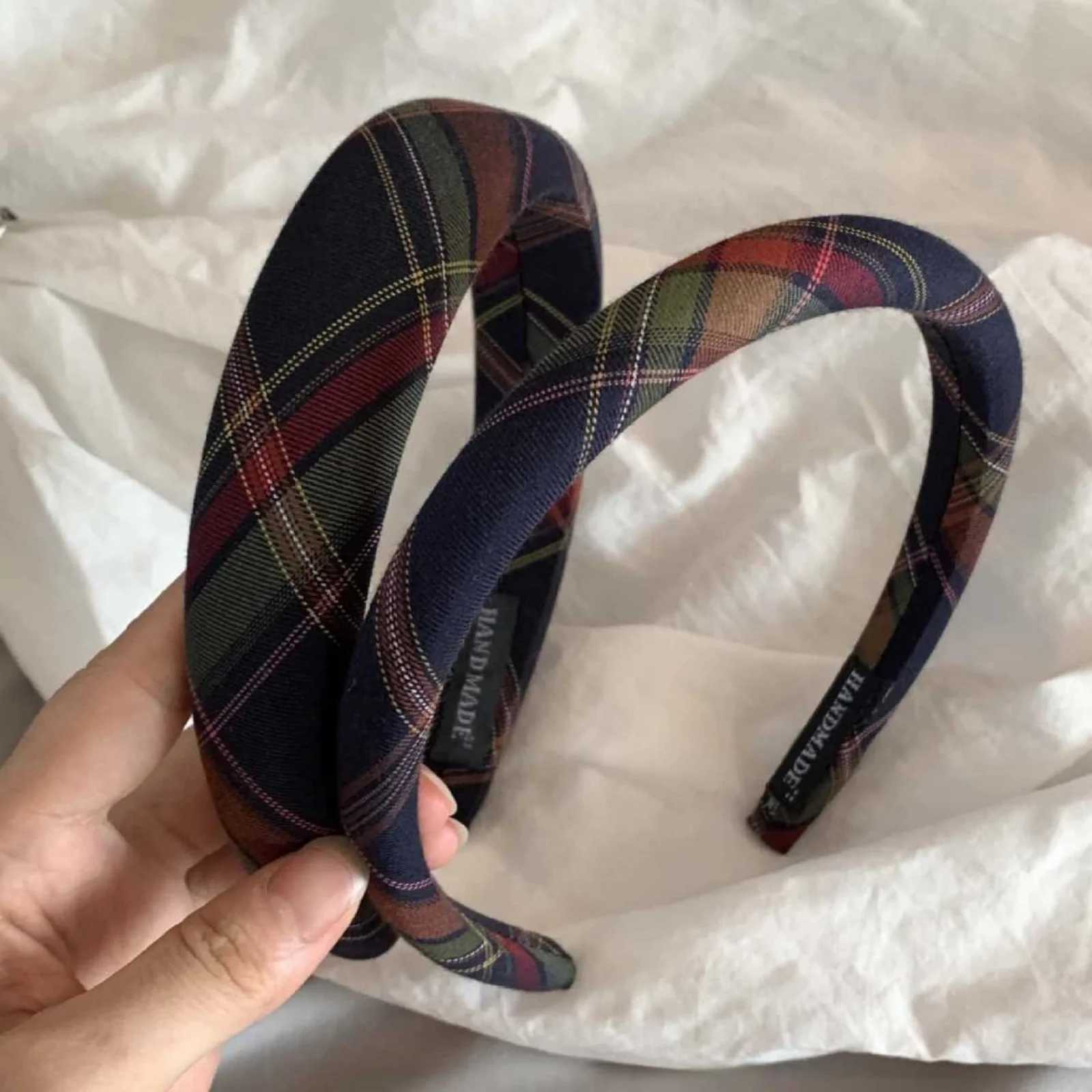 1PCS Classic Khaki Checkered Headband Retro British-Style Hair Hoop High-End Hair Clip for Hair Styling Sponge Hair Accessory H260319