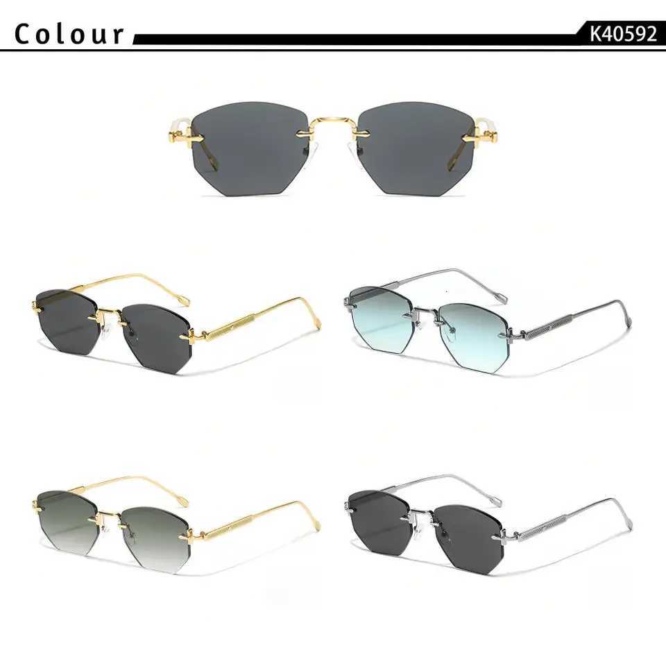 CATERSIDE Mens Fashion Retro Frameless Sunglasses Polygon Rimless Y2K Sun Glasses Women Travel Party Business Eyewear UV400 H260319 - view 5