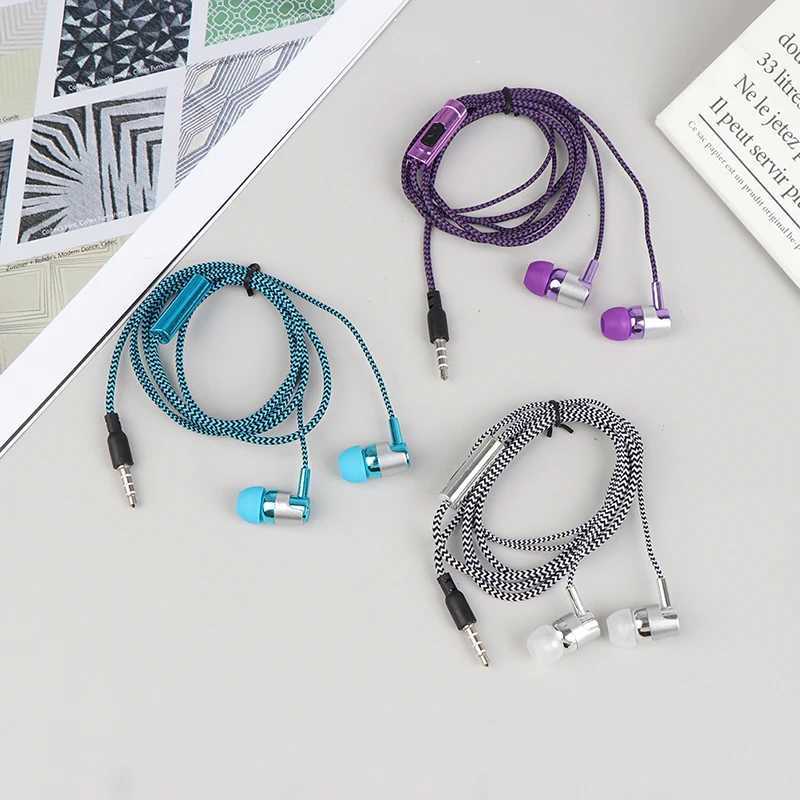 35mm Wired Earphones With Microphone Earplugs Subwoofer Game Sports Earphones In Ear Braided Cord Wired Earphones D260319