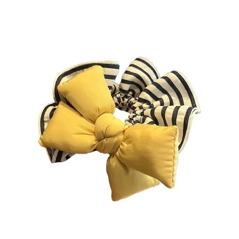 1 Pcs Womens Hair Scrunchies Bow Striped Simple Versatile Korean Elastic Hair Bands Cute Kawaii Sweet Hair Accessories Girl H260319
