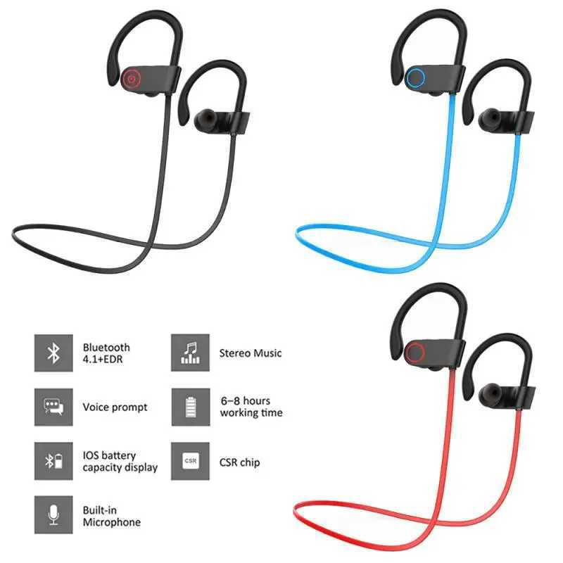 New Wireless Earphone Bluetooth 50 Waterproof Sports Headset Earplugs Sound Magnetic Neckband Headset Sports Ear-hook Headphone D260319