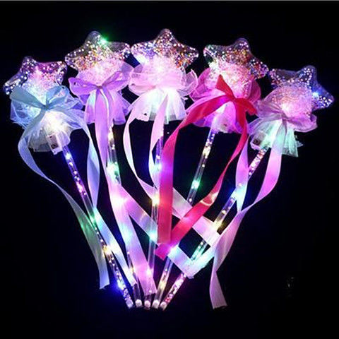 LED Light Up Fairy Wand Telescopic Butterfly Sword Glowing Magic Stick Toy for Kids Party Night Market Gift