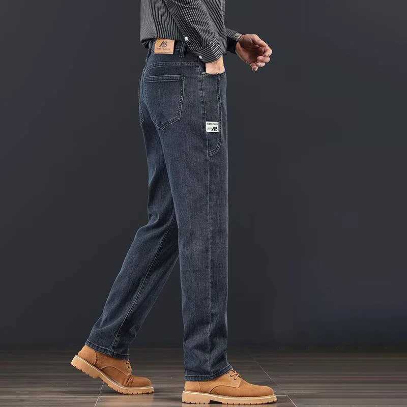 2026 Spring Autumn New Fashion Men Jeans Male Baggy Straight Leg Business Casual Comfortable Plus Size Wide Leg Denim Trousers M260319