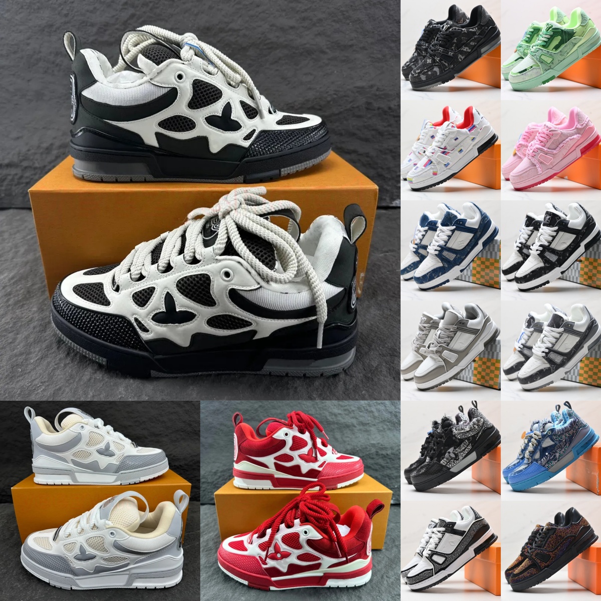 lvs Skate Shoes Designer Trainers High Quality Men and Women Sneakers Casual Fashion Running Lace-up Low-top Sports Breathable Black White With Box 8899