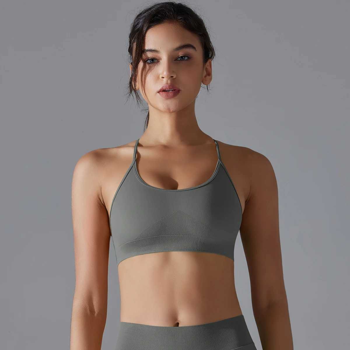 Yoga Bra Sexy Breathable Quick Drying Sport Brassiere Shock-absorbing Cross Shoulder Straps Anti-sweat Breathable Yoga Bra Z20260319