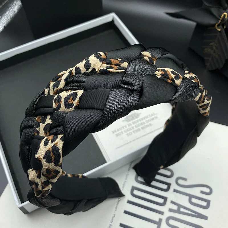 New leopard print woven hairpin headband for women with high skull top color matching fashionable and stylish hair tie H260319
